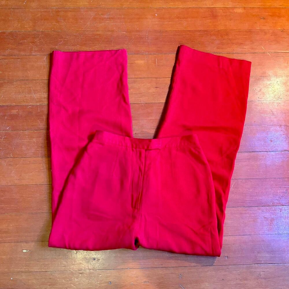Ralph Lauren Women's Red Tailored Trousers 100% Silk High Waist Slacks 6P Vtg.